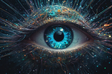 Cosmic Cybernetic Eye. Generative AI.