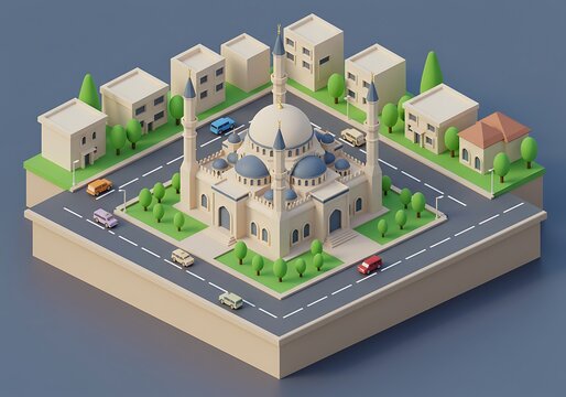 City's Heartbeat: Low-Poly Mosque