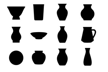 Straight plate pottery hourglass tall vector fluted wheel bulbous icon squat pot