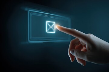 A hand touches a glowing email icon (1)