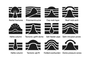 Icon piercement salt uplift pipe diapir vector dome layers arch