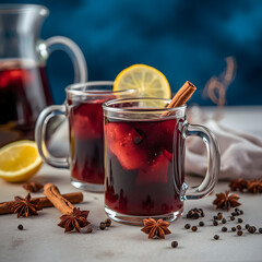 Cozy mulled wine perfect for winter holidays warm aromatic beverage with spices and citrus for festive gatherings and relaxation