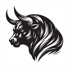 Bold Black Bull Silhouette Vector Illustration