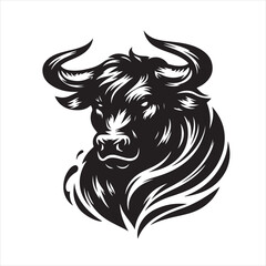 Bold Black Bull Silhouette Vector Illustration