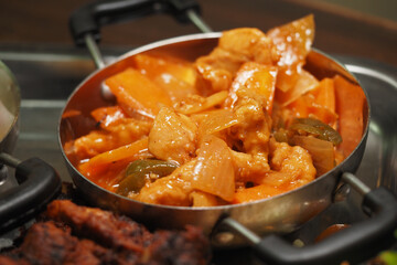 Delicious chicken stir fry with vegetables and sauce