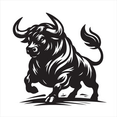 Bold Black Bull Silhouette Vector Illustration