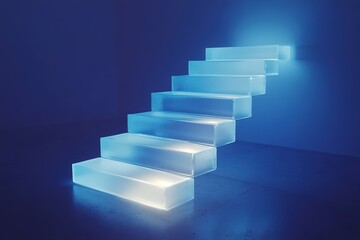 surreal dreams of stairs made of glowing glass floating in midair