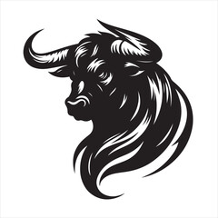 Bold Black Bull Silhouette Vector Illustration