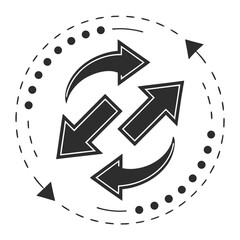 Arrows rotating in a circle representing processes and cycles in business.