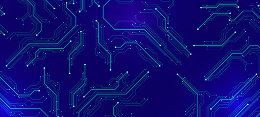 Futuristic Technology PCB Pattern with Glowing Lines