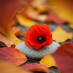 Autumn's Ember: A Poppy's Silent Bloom