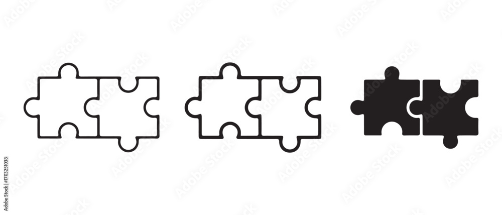 Poster puzzle icon set. showing different styles, isolated on white background.