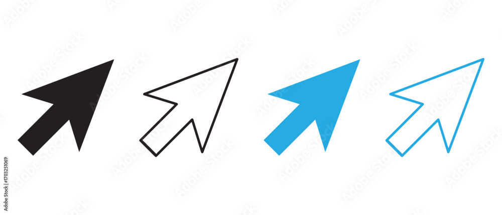 Poster cursor icon set. showing different styles, isolated on white background.