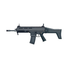 Gray assault rifle on transparent background