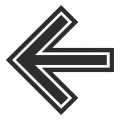 Fototapeta premium Leftward pointing arrow symbol with a bold outline, indicating direction or previous action.
