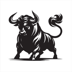 Bold Black Bull Silhouette Vector Illustration