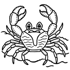 A stylized red crab with prominent claws on a clean white background, resembling a spider or insect vector illustration