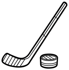 A vector illustration of blue ice hockey stick and puck painting tool on a white background