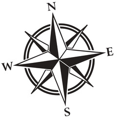 Obraz premium Compass Rose, Navigation, Cardinal Directions, Wind Rose, Orientation, Map Symbol.