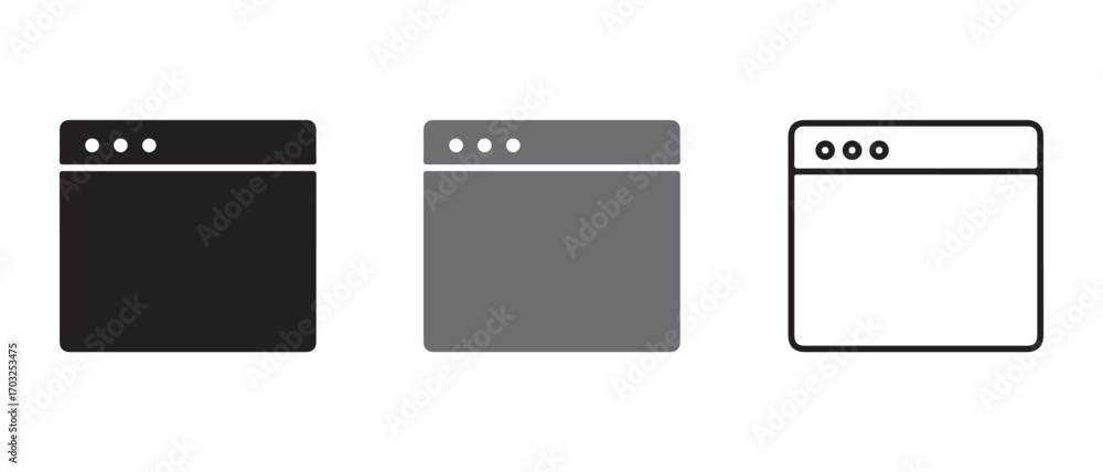 Poster browser icon set. isolated on white background for web design.