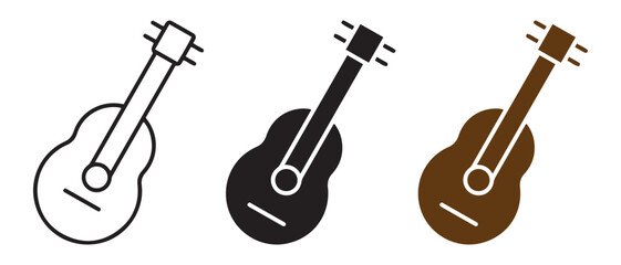 Collection of three ukulele icon. isolated on white background for music.