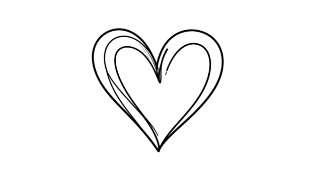A dark, solid black background features a light,  hand-drawn heart shape