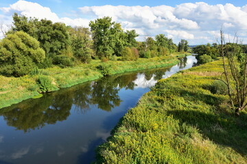 bikeway along the canal Laczany-Skawina near town Krakow,Poland