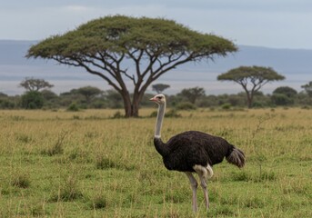 Close-up of an ostrich in the Serengeti, displaying its long neck and curious expression.
An elegant portrait of the world&rsquo;s largest bird in its natural habitat.