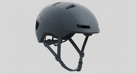 Sleek and modern dark grey bicycle helmet for urban commuting and road safety, isolated on a neutral studio background