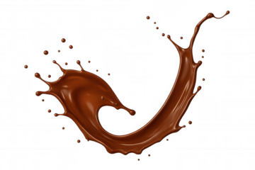 Dynamic chocolate splash forming a swirling shape, isolated on transparent background, perfect for food and beverage advertising