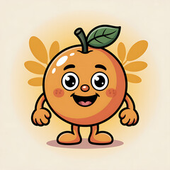 A friendly, smiling orange character with big eyes and a leaf on top is giving a thumbs-up.