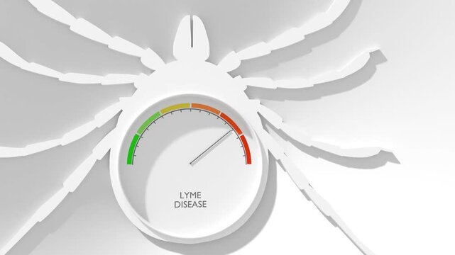 Lyme disease, Borreliosis or Borrelia risk value meter scale inside tick icon. Tick borne disease