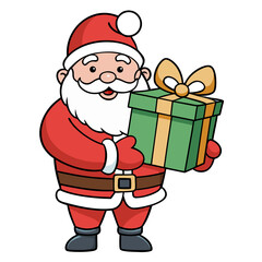 santa claus holding a gift box