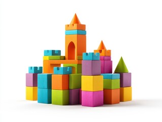 Obraz premium Colorful wooden blocks castle