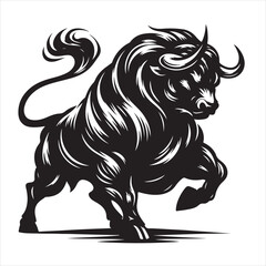 Bold Black Bull Silhouette Vector Illustration