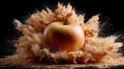 Exploding apple in a cloud of dust (1)