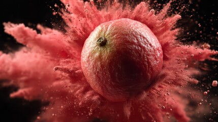 Pink fruit exploding in powder (1)
