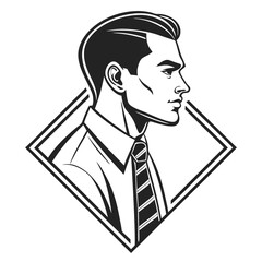 Stylized Black and White Portrait of a Professional Man in a Diamond Frame.