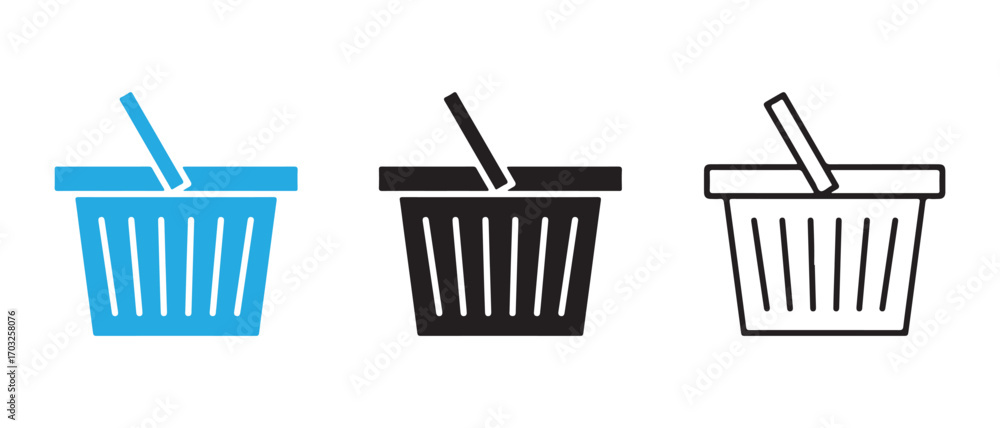 Poster shopping basket icon set. isolated on white background for web design and print.