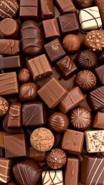 A close-up view of assorted chocolate bonbons