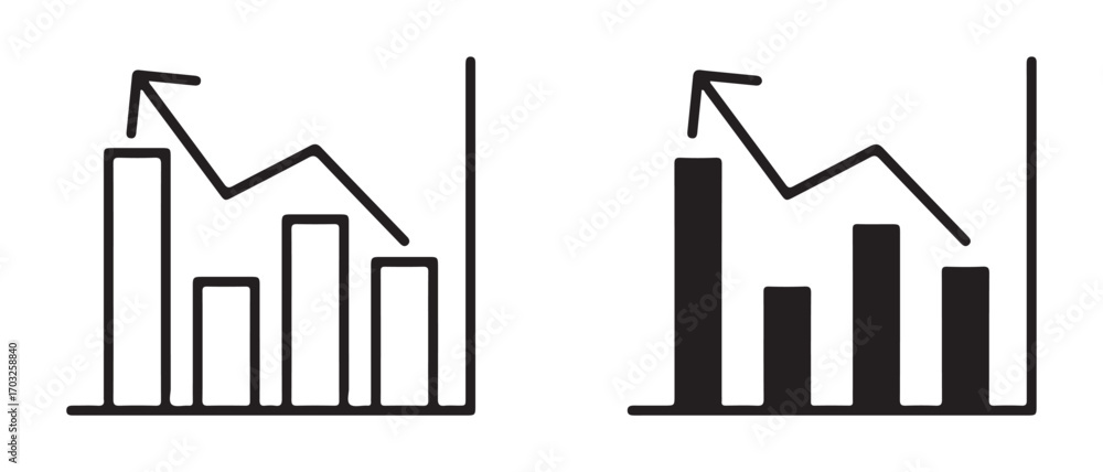 Poster graph icons set. in different styles isolated on white background.