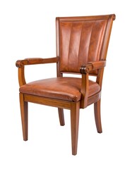 Brown leather arm chair, studio shot