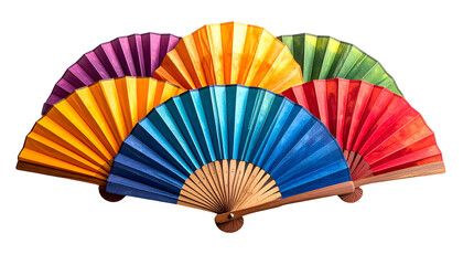 Colorful Folding Fan Mockup on White Background Ideal for Branding, Design, and Decoration