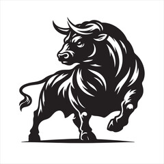 Bold Black Bull Silhouette Vector Illustration