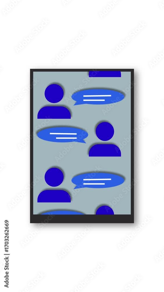 Aufkleber Digital chat conversation illustration animation vertical video. Stylized digital illustration of a chatting conversation representing online communication and messaging.