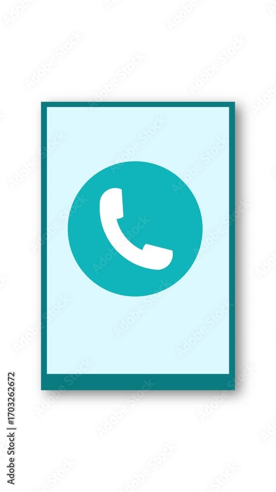 Fototapete modern digital device showing calling app icon animation vertical video. an isolated smartphone inte