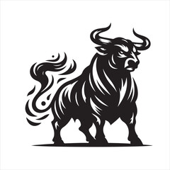 Bold Black Bull Silhouette Vector Illustration