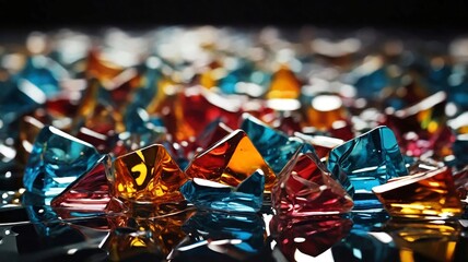 Obraz premium Colorful Scattered Glass Fragments – Abstract Modern Stock Photo