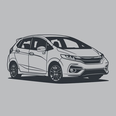 Monochrome cartoon car illustration, separated layers, easy to edit or change the colors in your vector supported software.