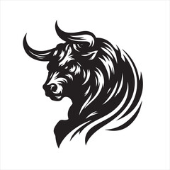 Bold Black Bull Silhouette Vector Illustration